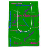 Sac Cadeau Moyen Medium Glossy Green Christmas Gift Bag (Dos)