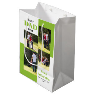 Sac Cadeau Moyen Meilleur papa Ever quatre photos chaux Fête des pè
