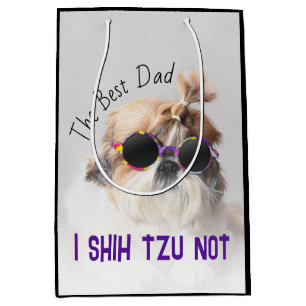 Sac Cadeau Moyen Meilleur papa Shih Tzu Pas mignon drôle photo de c