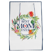 Sac Cadeau Moyen Meilleure Maman Fleurs jamais Design Bouquet (Dos)