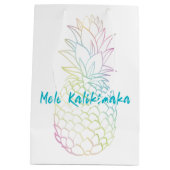 Sac Cadeau Moyen Mele Kalikimaka Ananas de Noël Tropical (Dos)