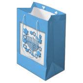 Sac Cadeau Moyen Menorah bleue (Devant Angle)
