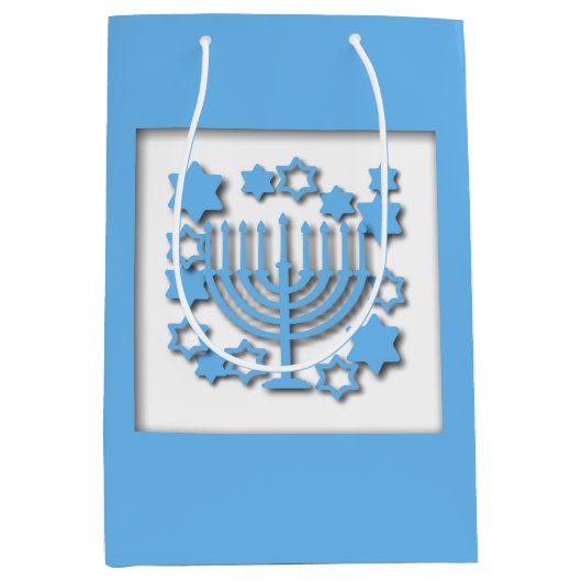Sac Cadeau Moyen Menorah bleue (Devant)
