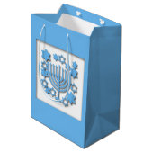 Sac Cadeau Moyen Menorah bleue (Dos Angle)