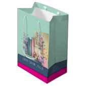 Sac Cadeau Moyen Menta magenta acier bleu libraires pastel (Devant Angle)