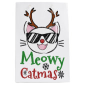 Sac Cadeau Moyen Meowa Catmas Noël Kitty Chat Rouge Nez Reindeer (Devant)