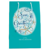 Sac Cadeau Moyen Mer de Noël côtière et salutations Starfish (Devant)