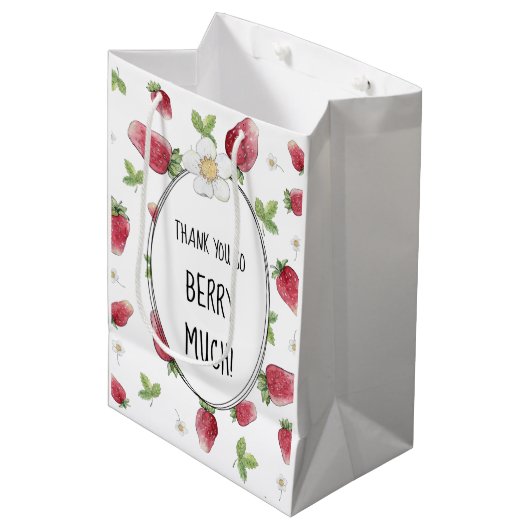 Sac Cadeau Moyen Merci Berry Beaucoup de fraise (Devant Angle)