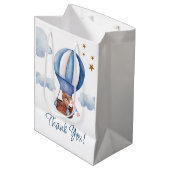 Sac Cadeau Moyen Merci Bleu Teddy Bear (Devant Angle)