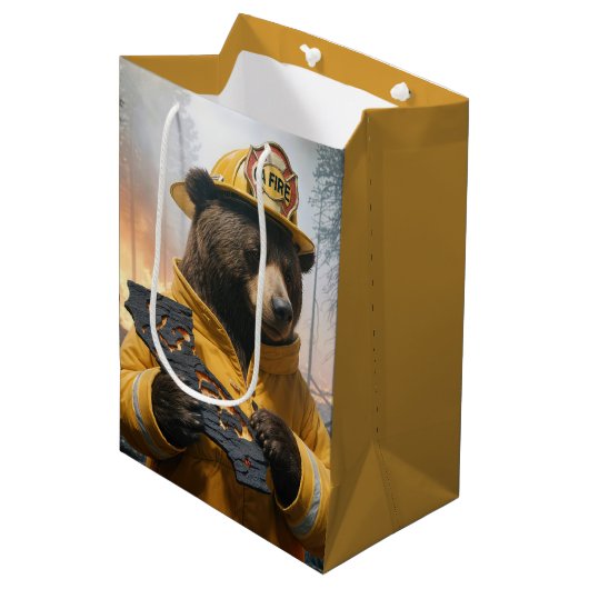 Sac Cadeau Moyen Merci California Firefighter Bear (Devant Angle)