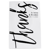 Sac Cadeau Moyen Merci Caligraphie noir et blanc (Devant)