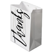 Sac Cadeau Moyen Merci Caligraphie noir et blanc (Dos Angle)