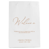 Sac Cadeau Moyen Merci d'accueil Mariage blanc simple et élégant (Devant)