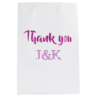 Sac Cadeau Moyen Merci d'ajouter l'initiale du nom du couple LETTRE
