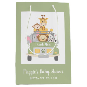 Sac Cadeau Moyen Merci de Baby shower Safari mignonne