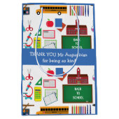 Sac Cadeau Moyen MERCI Enseignant Appréciation École BLUE (Devant)