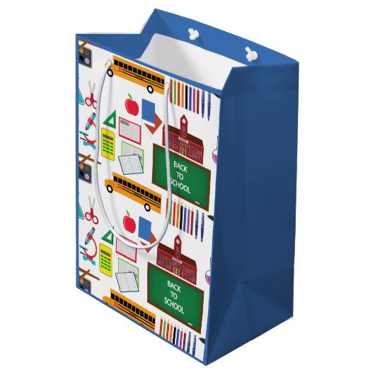 Sac Cadeau Moyen MERCI Enseignant Appréciation École BLUE (Dos Angle)