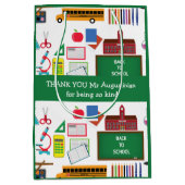 Sac Cadeau Moyen MERCI Enseignant Appréciation School GREEN (Devant)