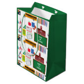 Sac Cadeau Moyen MERCI Enseignant Appréciation School GREEN (Dos Angle)