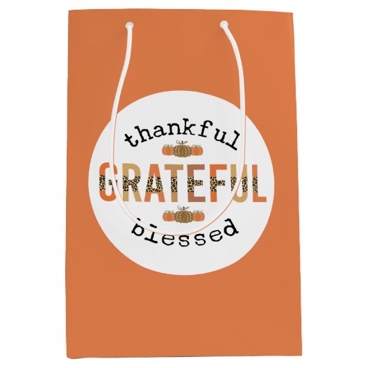 Sac Cadeau Moyen Merci Grateful Blessé mignon automne Thanksgiving (Devant)