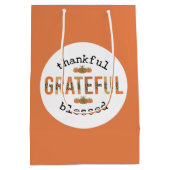 Sac Cadeau Moyen Merci Grateful Blessé mignon automne Thanksgiving (Dos)