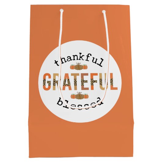Sac Cadeau Moyen Merci Grateful Blessé mignon automne Thanksgiving (Dos)