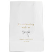 Sac Cadeau Moyen Merci Mariage à ruban blanc tendance (Dos)