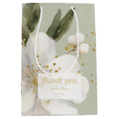 Sac Cadeau Moyen Merci Mariage d'aquarelle vert Sage (Devant)