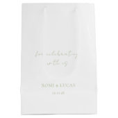 Sac Cadeau Moyen Merci Mariage de Monogramme Floral Vert (Dos)