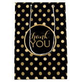 Sac Cadeau Moyen Merci Motif Or Et Noir Pois (Dos)