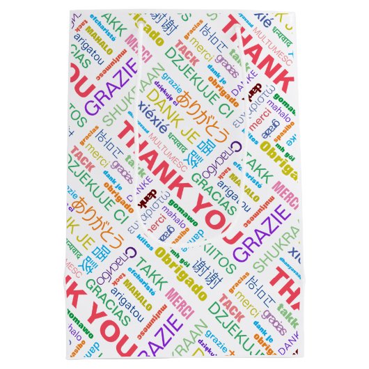 Sac Cadeau Moyen Merci multilingue (Dos)