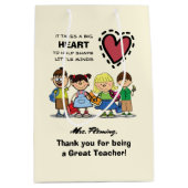 Sac Cadeau Moyen Merci, professeur. Personnalisé (Devant)