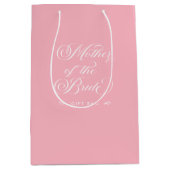 Sac Cadeau Moyen Mère Blanche Rose De La Mariée Script Typographie (Devant)