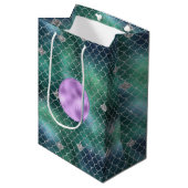 Sac Cadeau Moyen Mermaid Silver Turquoise Ocean Glitz (Devant Angle)