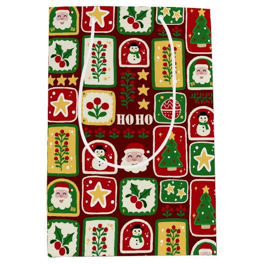 Sac Cadeau Moyen Merry and Bright Christmas (Devant)