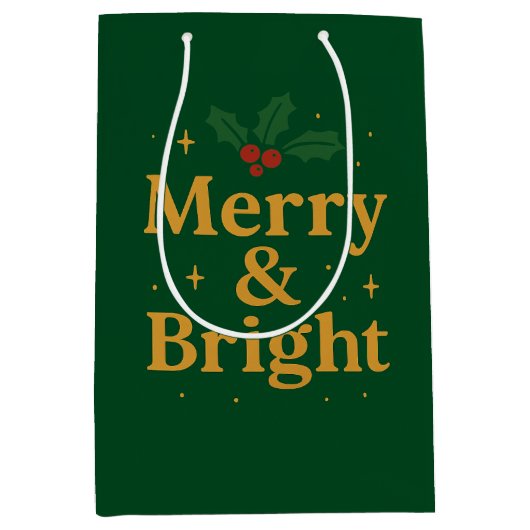 Sac Cadeau Moyen Merry & Bright Christmas Quote (Devant)