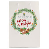 Sac Cadeau Moyen Merry & Bright Christmas Wreath (Devant)