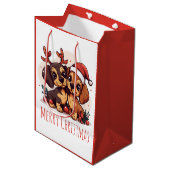 Sac Cadeau Moyen Merry Christmas Dachshund Dogs (Devant Angle)