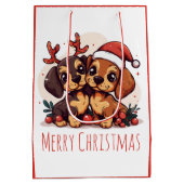 Sac Cadeau Moyen Merry Christmas Dachshund Dogs (Dos)