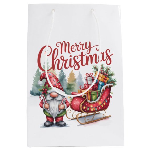 Sac Cadeau Moyen Merry Christmas Gnome Gift Bag (Devant)