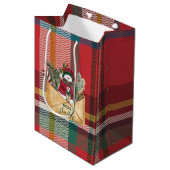 Sac Cadeau Moyen Merry Christmas Rustic Plaid Red and Green (Devant Angle)