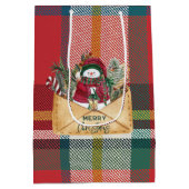 Sac Cadeau Moyen Merry Christmas Rustic Plaid Red and Green (Dos)