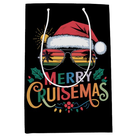 Sac Cadeau Moyen Merry Cruisemas 2024 Noël Père Noël Reindeer (Devant)