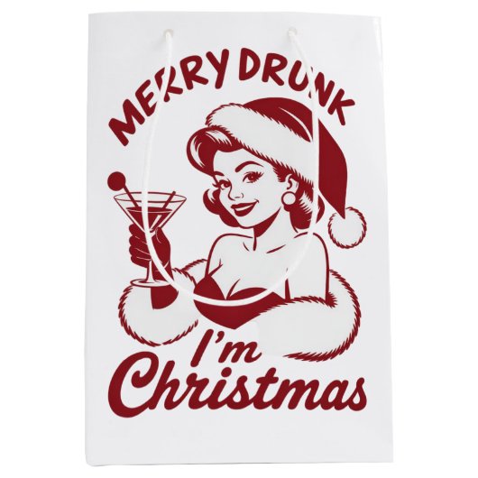 Sac Cadeau Moyen Merry Drunk I'm Christmas Cocktail Snarky Drinking (Devant)