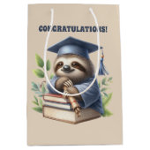 Sac Cadeau Moyen Mete Graduation félicitations sloth (Devant)