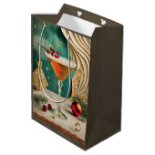 Sac Cadeau Moyen Mi-Siècle Cocktail de Noël Fête Happy Hour (Dos Angle)