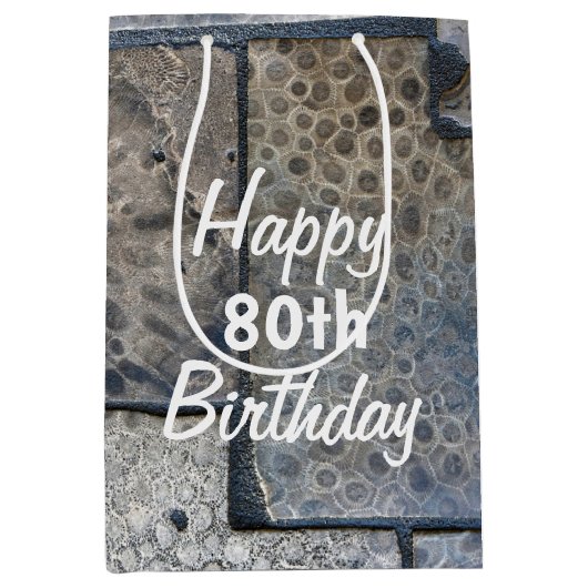 Sac Cadeau Moyen Michigan Petoskey Stone 80e anniversaire (Devant)