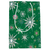Sac Cadeau Moyen Mid-Century Snowflakes Galore On Green (Devant)