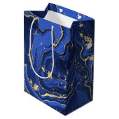 Sac Cadeau Moyen Midnight Blue Agate Nom Abstrait Monogramme (Dos Angle)