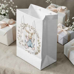 Sac Cadeau Moyen Mignon Lapin Vintage dans une Balançoire Baby Show